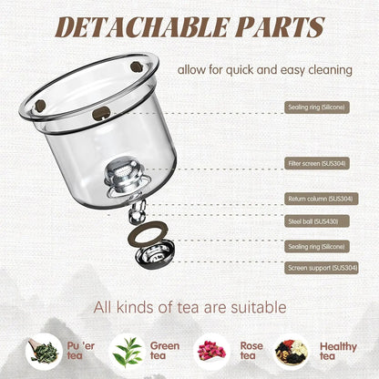 Tetera de Vidrio con Filtro Automático | Donde la Belleza se Sirve Caliente